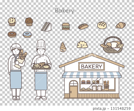 パン屋さんイラストセット 131548259