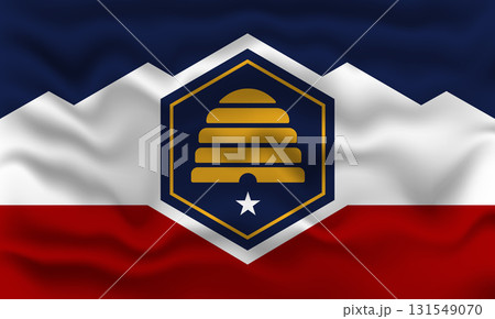 Waving Flag of Utah State Vector Illustration with Textured Fabric Effect. Waving Flag of Utah State Vector Illustration with Textured Fabric Effect. 131549070