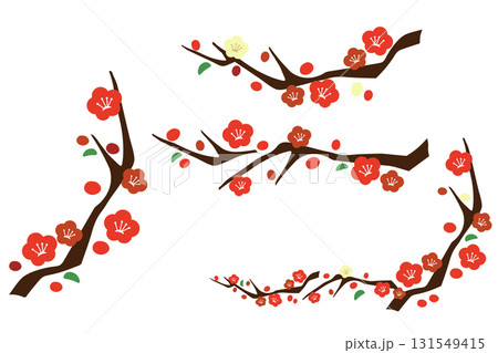 可愛い梅の花のベクターイラストセット 131549415