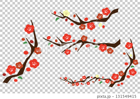 可愛い梅の花のベクターイラストセット 131549415