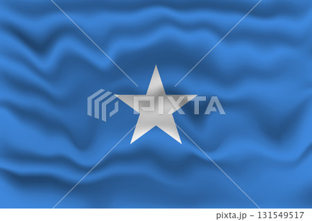 Waving Flag of Somalia Vector Illustration with Textured Fabric Effect. Waving Flag of Somalia Vector Illustration with Textured Fabric Effect. 131549517