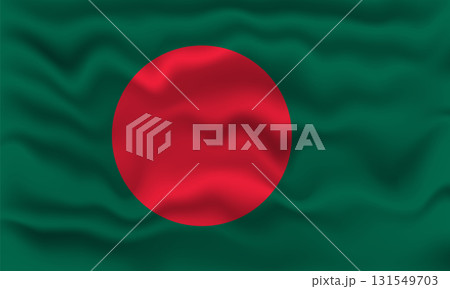 Waving Flag of Bangladesh Vector Illustration with Textured Fabric Effect. 131549703