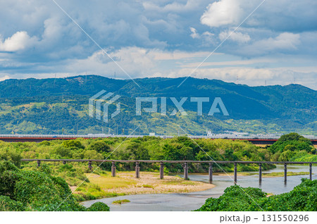 木津川風景　上津屋橋（流れ橋）　京都府八幡市 131550296