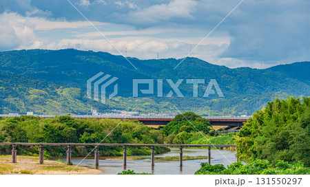 木津川風景 上津屋橋(流れ橋) 京都府八幡市 木津川風景 上津屋橋(流れ橋) 京都府八幡市 131550297