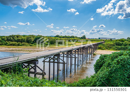木津川風景 上津屋橋(流れ橋) 京都府八幡市 木津川風景 上津屋橋(流れ橋) 京都府八幡市 131550301