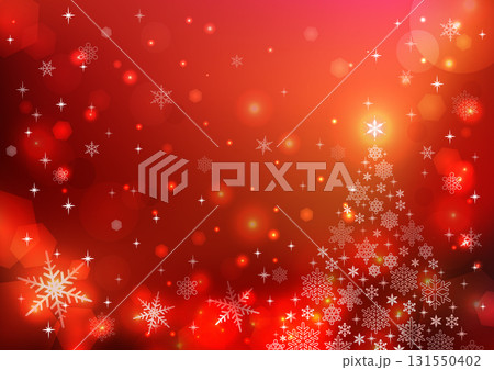 雪の結晶の可愛いクリスマスツリーの背景レッド 131550402