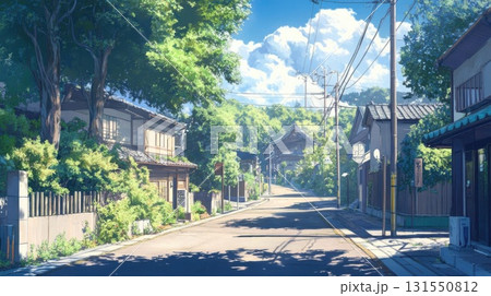 Sunny Street with Japanese Village. 131550812