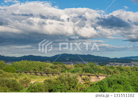 木津川風景　上津屋橋（流れ橋）　京都府八幡市 131551102