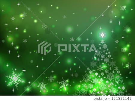 雪の結晶の可愛いクリスマスツリーの背景グリーン 雪の結晶の可愛いクリスマスツリーの背景グリーン 131551145