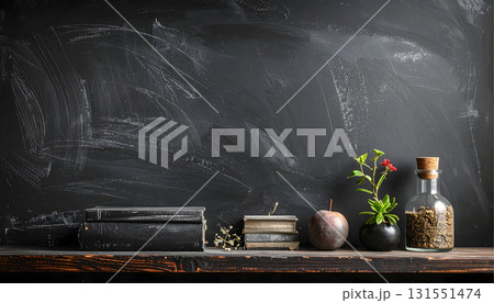 チョークの消し後が残る黒板の風景 チョークの消し後が残る黒板の風景 131551474