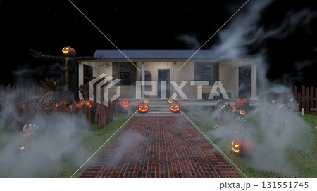 ハロウィンの飾りつけをした家 131551745