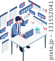 Isometric Burnout Worker Overwhelmed by Notifications and Digital Overload 131552041