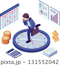 Isometric Businessman Racing Against Time for Money 131552042