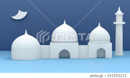 White Mosque Night Minimalist Design. 131552211