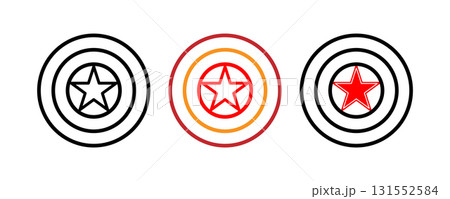 Superhero Shield Logo Vector Icon Set - Star and Concentric Circle Design. 131552584
