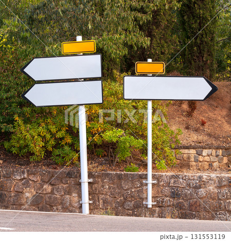 Road signs on the roadside Road signs on the roadside 131553119