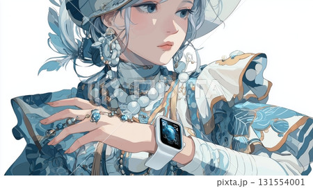 アクセサリーを身につけた女性キャラクター アクセサリーを身につけた女性キャラクター 131554001