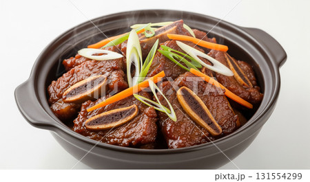 Steaming Hot Galbijjim in Clay Pot 131554299