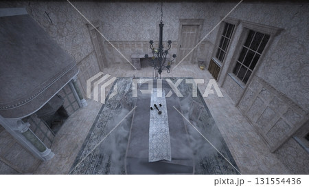 廃墟の荒れた室内 131554436