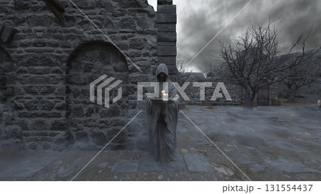 廃墟の荒れた室内 131554437