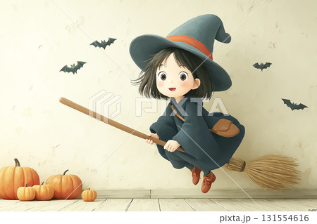 美優シリーズ：子供美優 魔女コスプレ ハロウィーン　浮かぶ 131554616