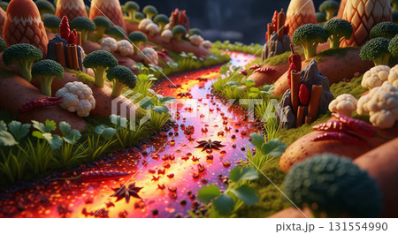 Fantasy Mala River with Spices and Vegetables Fantasy Mala River with Spices and Vegetables 131554990