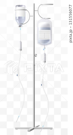 IV Stand with Drug Vial and Saline solution bag- Medical Infusion Pole with Hooks. Dropper Stand with Glass Medical Bottle. Laboratory equipment for blood transfusion. Realistic 3d Vector Illustration IV Stand with Drug Vial and Saline solution bag- Medical Infusion Pole with Hooks. Dropper Stand with Glass Medical Bottle. Laboratory equipment for blood transfusion. Realistic 3d Vector Illustration 131556077