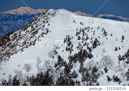 八ヶ岳連峰・硫黄岳山荘付近から見る冬の赤岩ノ頭と乗鞍岳 131556224