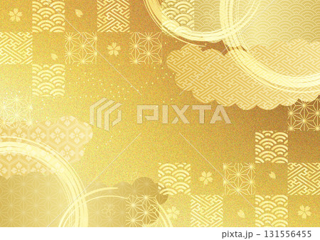 和柄と金箔背景 和柄と金箔背景 131556455