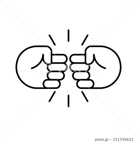 Fist bump line icon. Bro fist bump or power five pound outline style for apps and websites. Hand brother respect, impact, and handshake. Vector illustration on white background. Fist bump line icon. Bro fist bump or power five pound outline style for apps and websites. Hand brother respect, impact, and handshake. Vector illustration on white background. 131556622