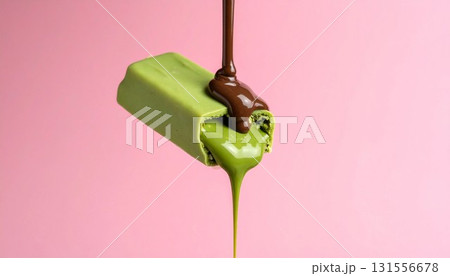 抹茶スイーツバーにかかるチョコレートソース 滴る抹茶クリーム generative ai 抹茶スイーツバーにかかるチョコレートソース 滴る抹茶クリーム generative ai 131556678