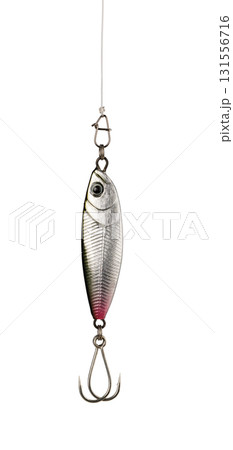 Fishing lure hanging on a fishing line, ready for action 131556716