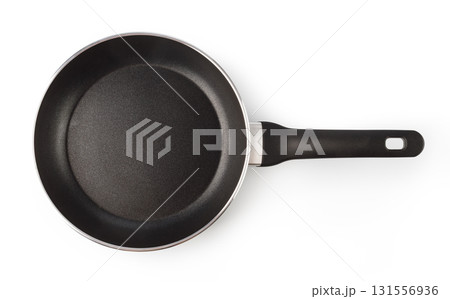 Clean frying pan isolated on transparent background, ready for cooking Clean frying pan isolated on transparent background, ready for cooking 131556936