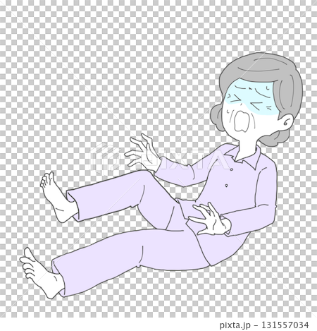Senior woman with cramps turns pale 131557034