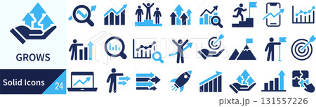 ベクターの成長に関するシルエットアイコンセット ベクターの成長に関するシルエットアイコンセット 131557226
