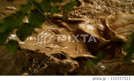 Freeze Motion Shot of Mud Splashing , Top Shot 131557321