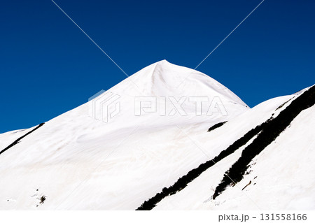 称名川から見上げる奥大日岳の肩　残雪期の北アルプス奥大日岳登山 131558166