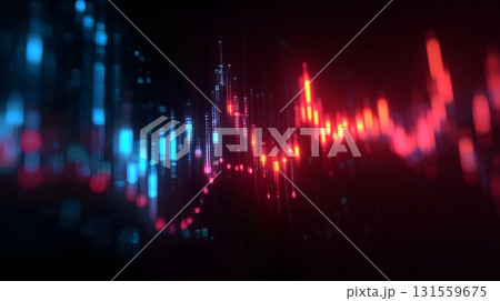 Futuristic finance visuals with unstable graphs glowing 131559675