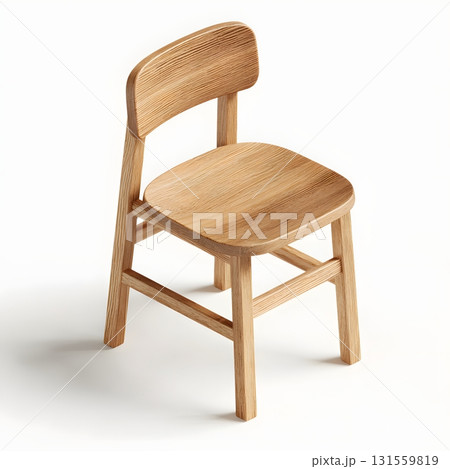 Isometric 3D modern wooden chair isolated on white background high resolution clean render 131559819