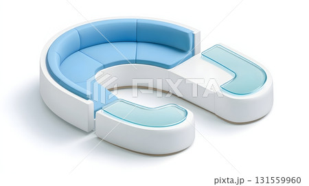 Isometric 3D curved modular sofa futuristic style isolated on white 131559960