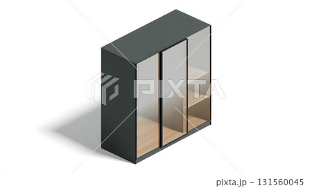 Isometric 3D sliding door wardrobe sleek finish isolated on white 131560045
