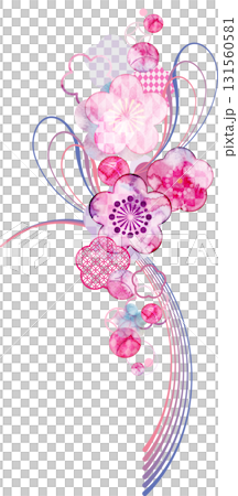 水彩風梅飾りイラスト・寿 131560581