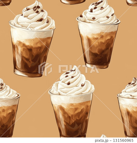 Creamy Coffee Frappe Art Seamless Pattern for Print and Design Projects Creamy Coffee Frappe Art Seamless Pattern for Print and Design Projects 131560965