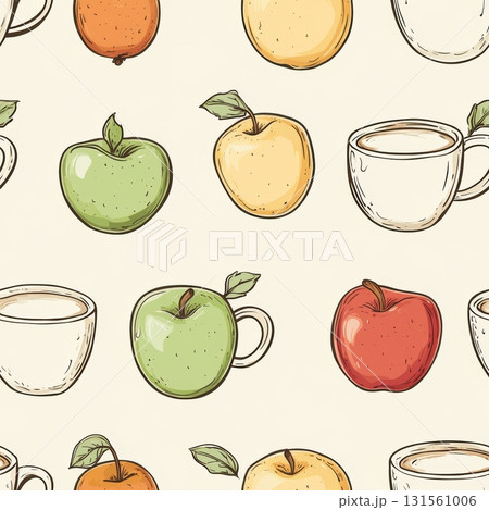Fresh Fruits and Beverages Seamless Pattern Design Fresh Fruits and Beverages Seamless Pattern Design 131561006