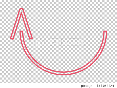 赤いカーブして上を指す矢印アイコン	 131561124