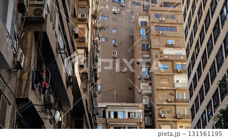 Cairo, Egypt. Panoramic view of Cairo from drone point of view. Mosques and rooftops of buildings. Cairo, Egypt. Panoramic view of Cairo from drone point of view. Mosques and rooftops of buildings. 131561195