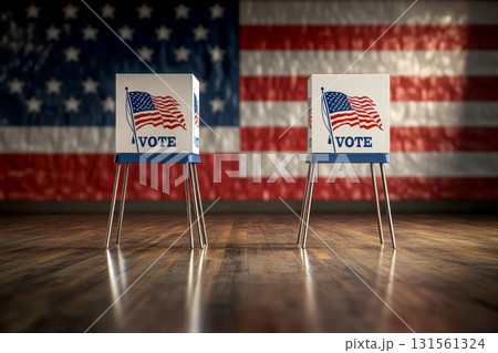 Voting booth for a political candidate at an election polling station USA. 131561324