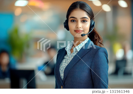 call center Indian woman adeptly serving as a consultant tele generative AI . call center Indian woman adeptly serving as a consultant tele generative AI . 131561346