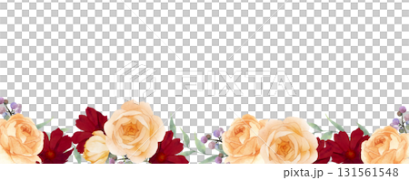 水彩秋玫瑰邊框 131561548