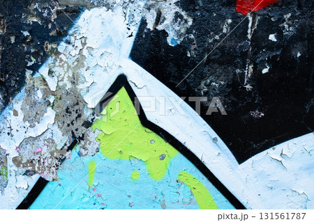 Abstract Urban Graffiti Texture in Bright Blue and Green for Modern 2000s Aesthetic 131561787